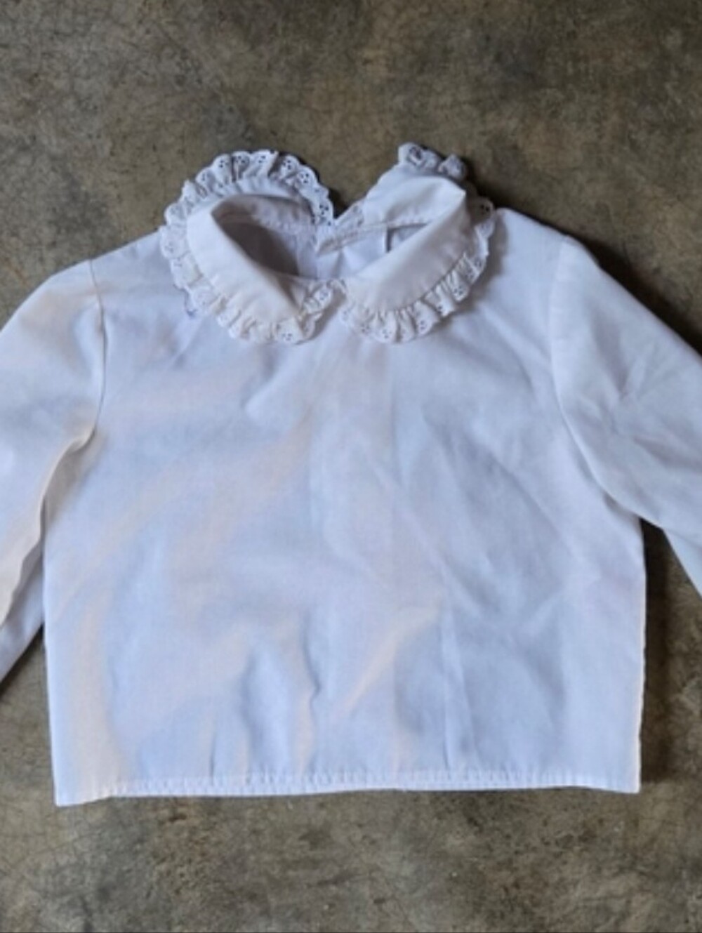 Vintage Girls Toddler Blouse White Ruffle Collar Long Sleeve 3T 4T